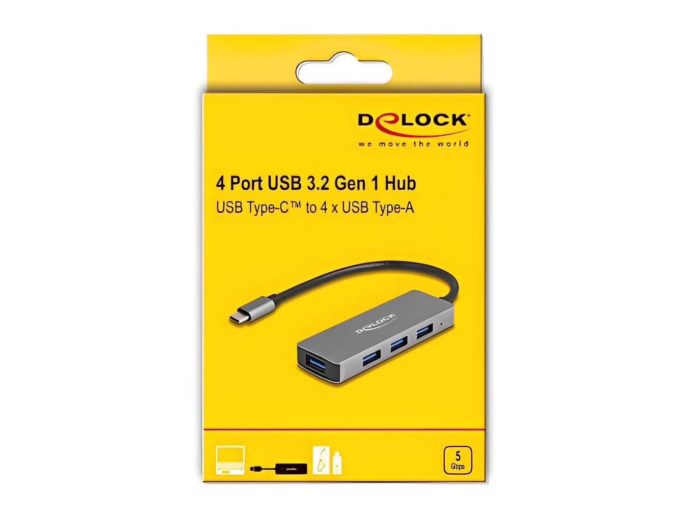 מפצל USB-C 3.2 Gen 1 5Gbps עם 4 יציאות USB-A - delock.israel