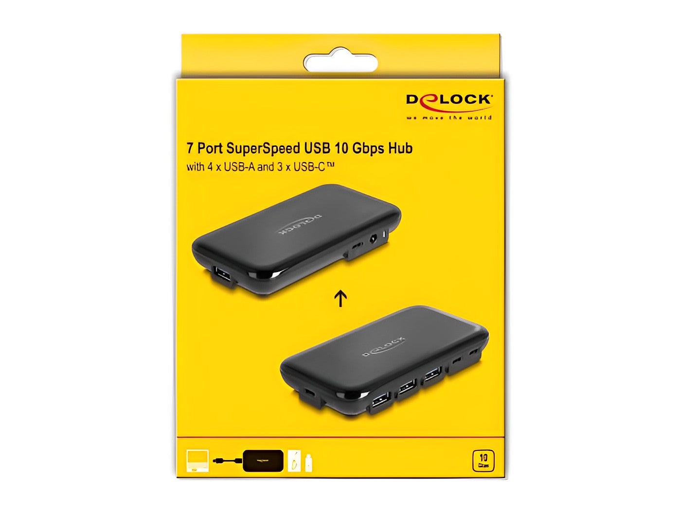 מפצל מקצועי USB-C 3.2 Gen 2 10Gbps אקטיבי עם 7 יציאות USB-A/C - delock.israel