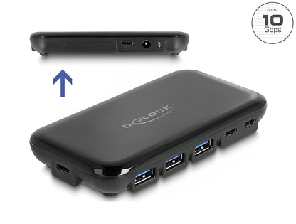 מפצל מקצועי USB-C 3.2 Gen 2 10Gbps אקטיבי עם 7 יציאות USB-A/C - delock.israel