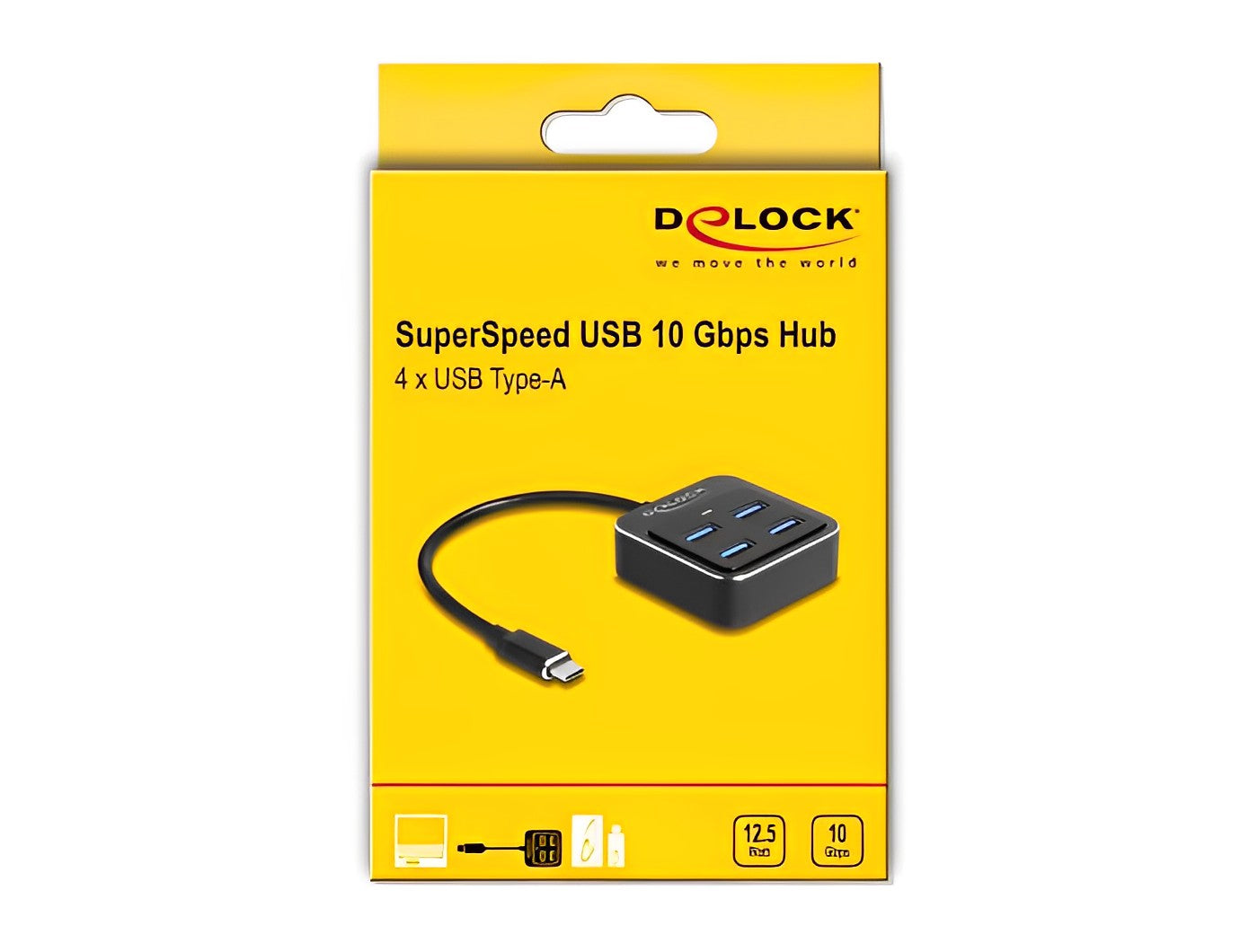 מפצל USB-C 3.2 Gen 2 10Gbps עם 4 יציאות USB-A - delock.israel