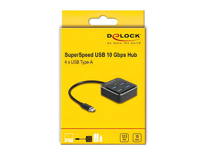 מפצל USB-C 3.2 Gen 2 10Gbps עם 4 יציאות USB-A - delock.israel