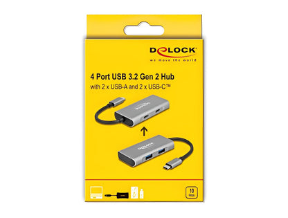 מפצל USB-C 3.2 Gen 2 10Gbps עם 4 פורט USB-A/C - delock.israel