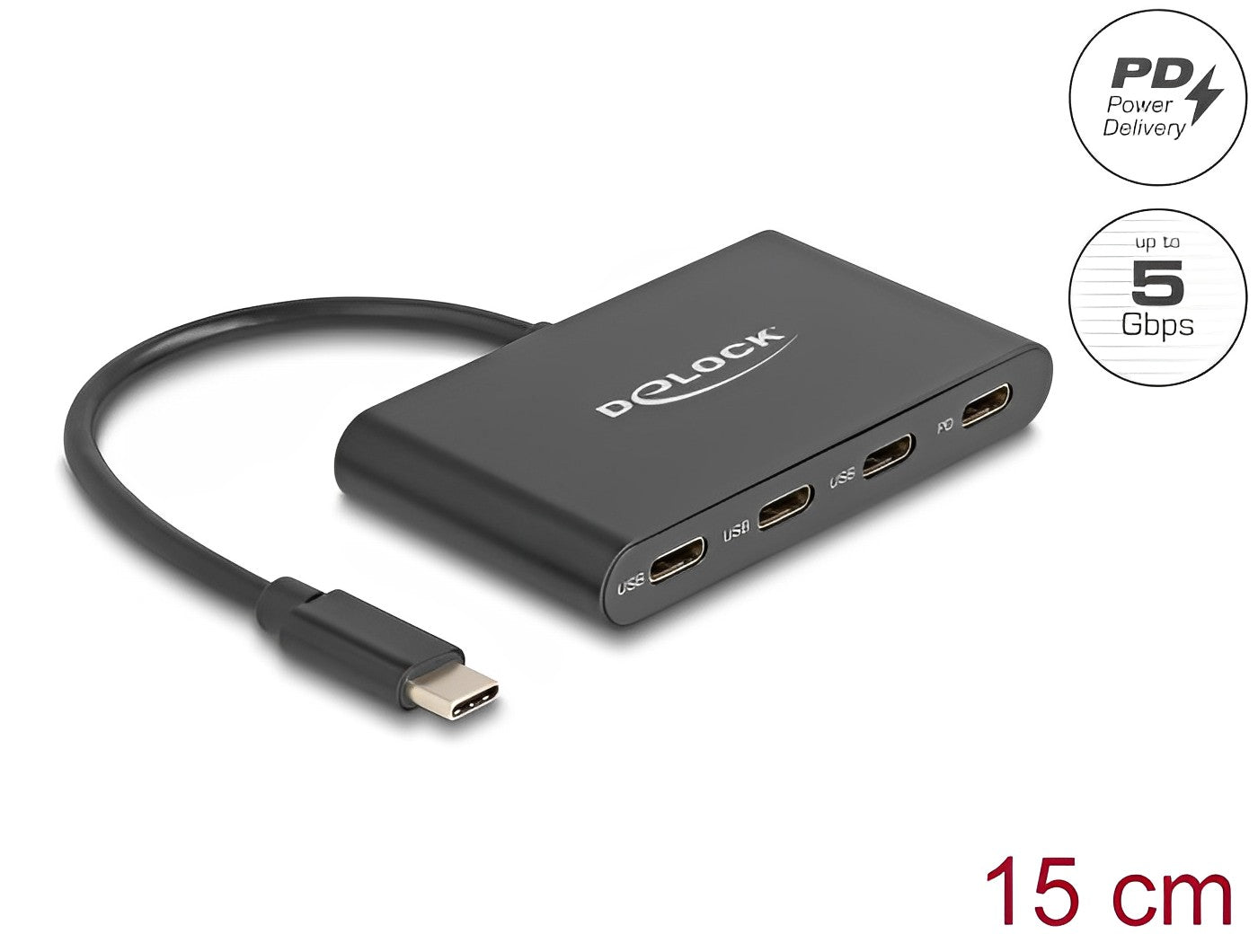 מפצל USB-C 3.2 Gen 1 5Gbps PD 100Watt עם 3 יציאות USB-C - delock.israel