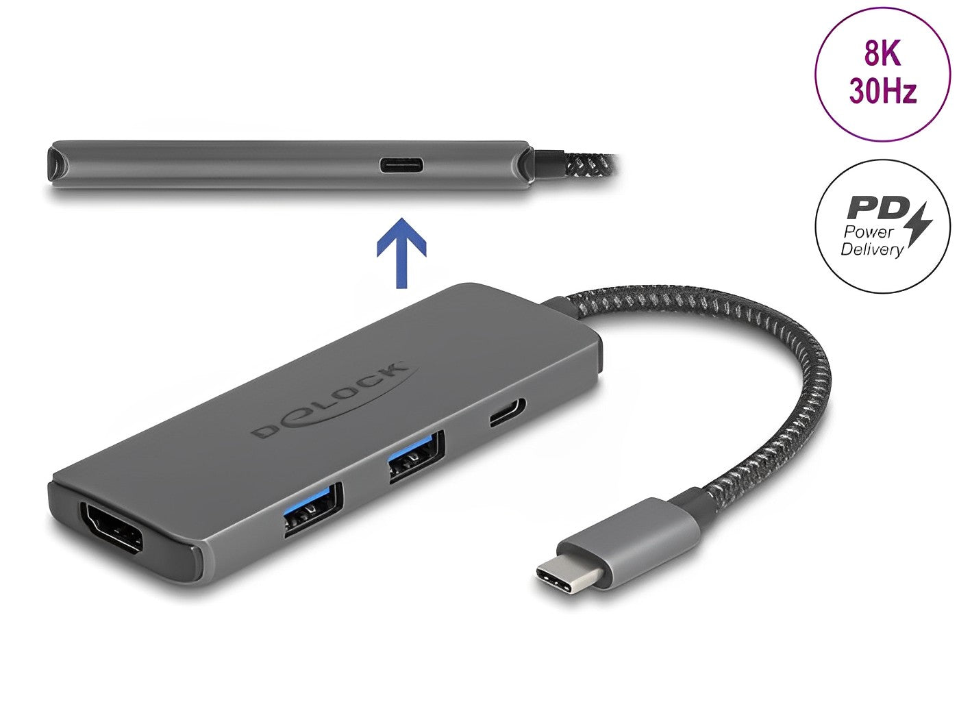 תחנת עגינה USB-C למחשב נייד עם חיבור למסכך HDMI 8K - delock.israel