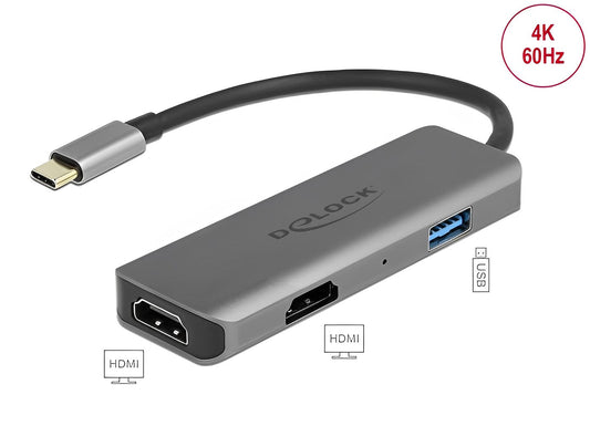 מתאם USB-C לחיבור 2 מסכים HDMI 4K בו זמנית - delock.israel