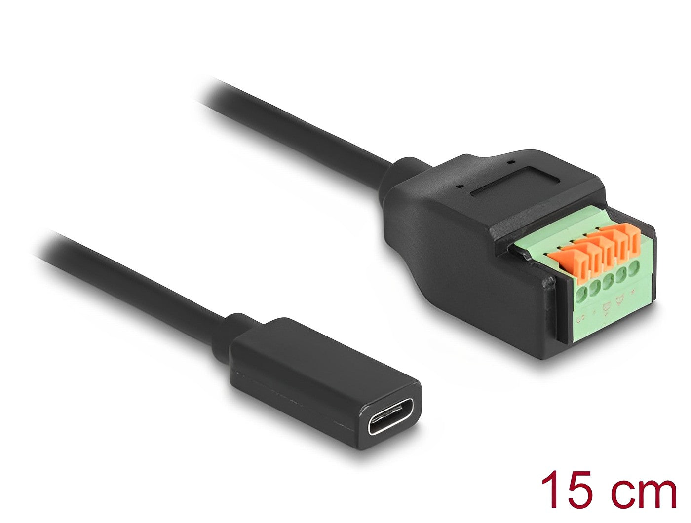  מתאם טרמינל בלוק בלחיצה על כבל קצר 15 ס"מ לשקע USB-C 2.0 - delock.israel