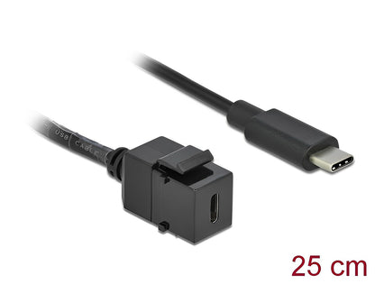 מתאם קיסטון USB-C 3.1 Gen 1 על כבל 25 ס"מ ז/נ - delock.israel