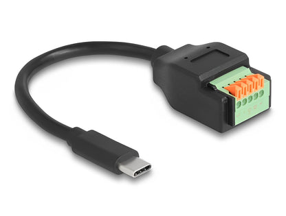  מתאם טרמינל בלוק בלחיצה על כבל קצר 15 ס"מ לתקע USB-C 2.0 - delock.israel
