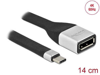 מתאם תצוגה שטוח תקע USB-C לשקע DisplayPort 4K תומך HDR - delock.israel