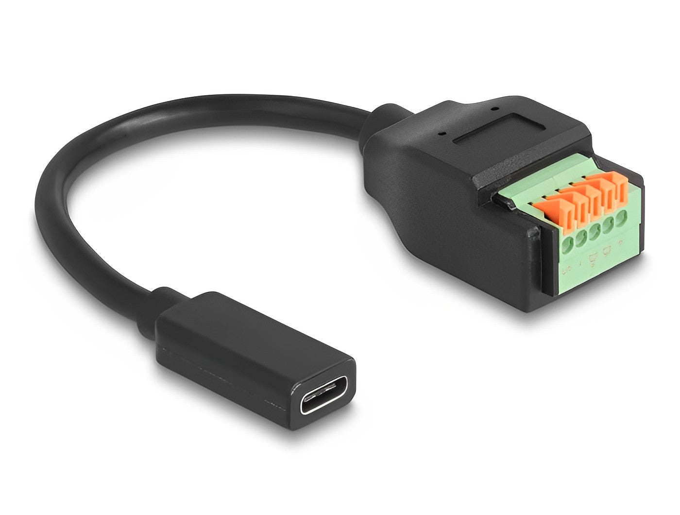מתאם טרמינל בלוק בלחיצה על כבל קצר 15 ס"מ לשקע USB-C 2.0 - delock.israel