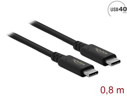 כבל קואקסיאלי Thunderbolt/USB4™ 8K Certified ז/ז 5A 100 watt תומך 40Gb/s אורך 80 ס"מ - delock.israel