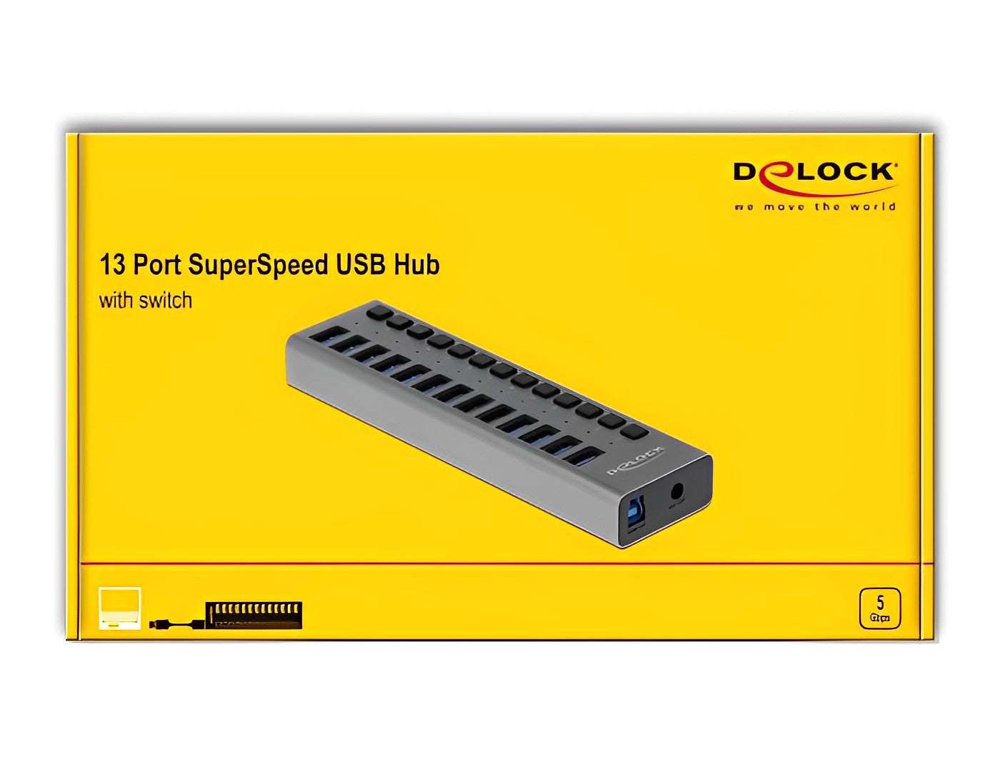 מפצל USB 3.0 5Gbps אקטיבי 13 יציאות USB-A עם מפסקים - delock.israel