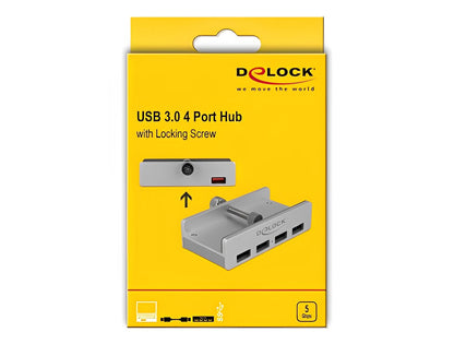 מפצל USB 3.0 5Gbps לתלייה על המסך עם 4 יציאות USB-A - delock.israel