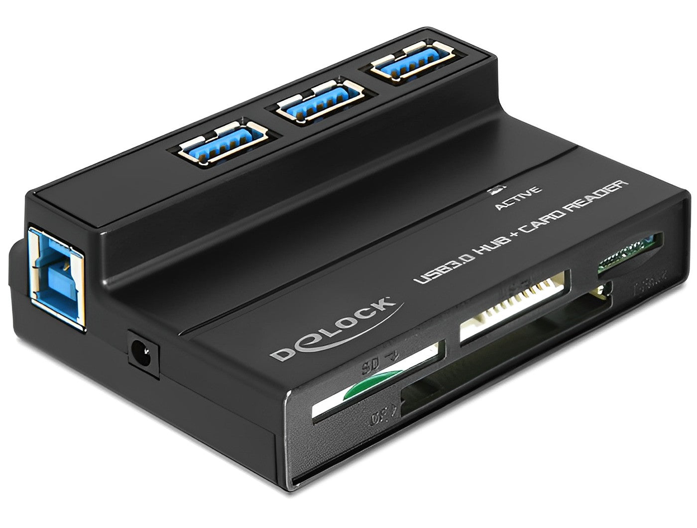 מפצל USB 3.0 5Gbps אקטיבי עם 3 יציאות USB-A וקורא כרטיסים - delock.israel