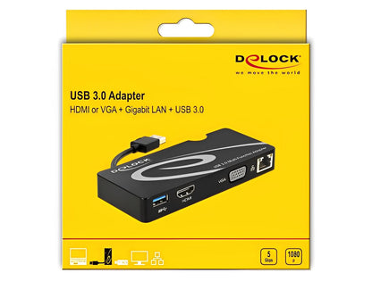 תחנת עגינה USB 3.0 למחשב נייד עם חיבור למסכך HDMI 1080P - delock.israel