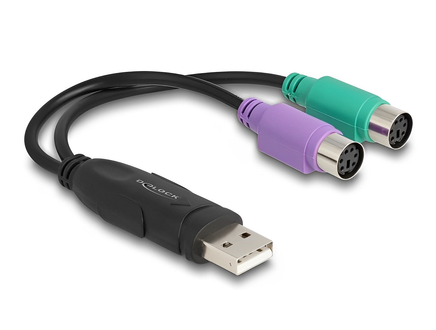 מתאם Delock מחיבור USB זכר ל- 2 חיבורים PS/2 נקבה | תומך Mac OS | אורך