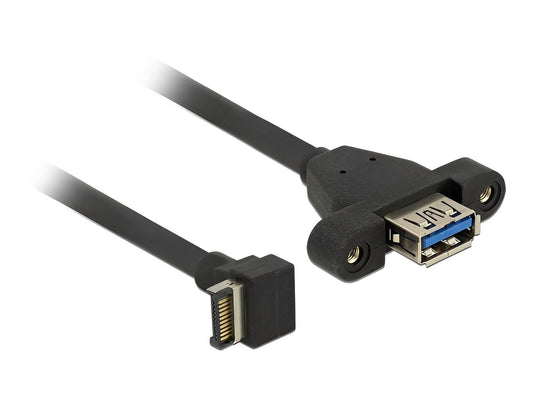 כבל USB 3.1 Gen 2 לפאנל תקע 20 פין לשקע USB-A עם מרחק בין הברגים 31 מ"מ - delock.israel