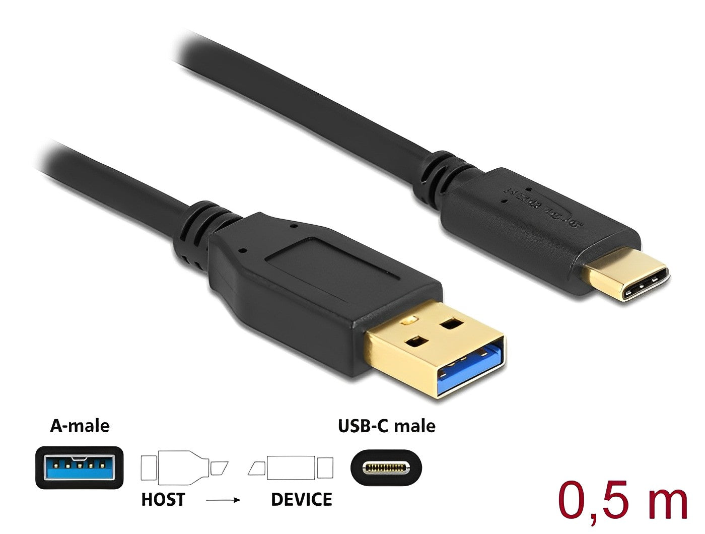 כבל USB 3.2 Gen 2 10Gbps תקע USB-A לתקע USB-C - delock.israel