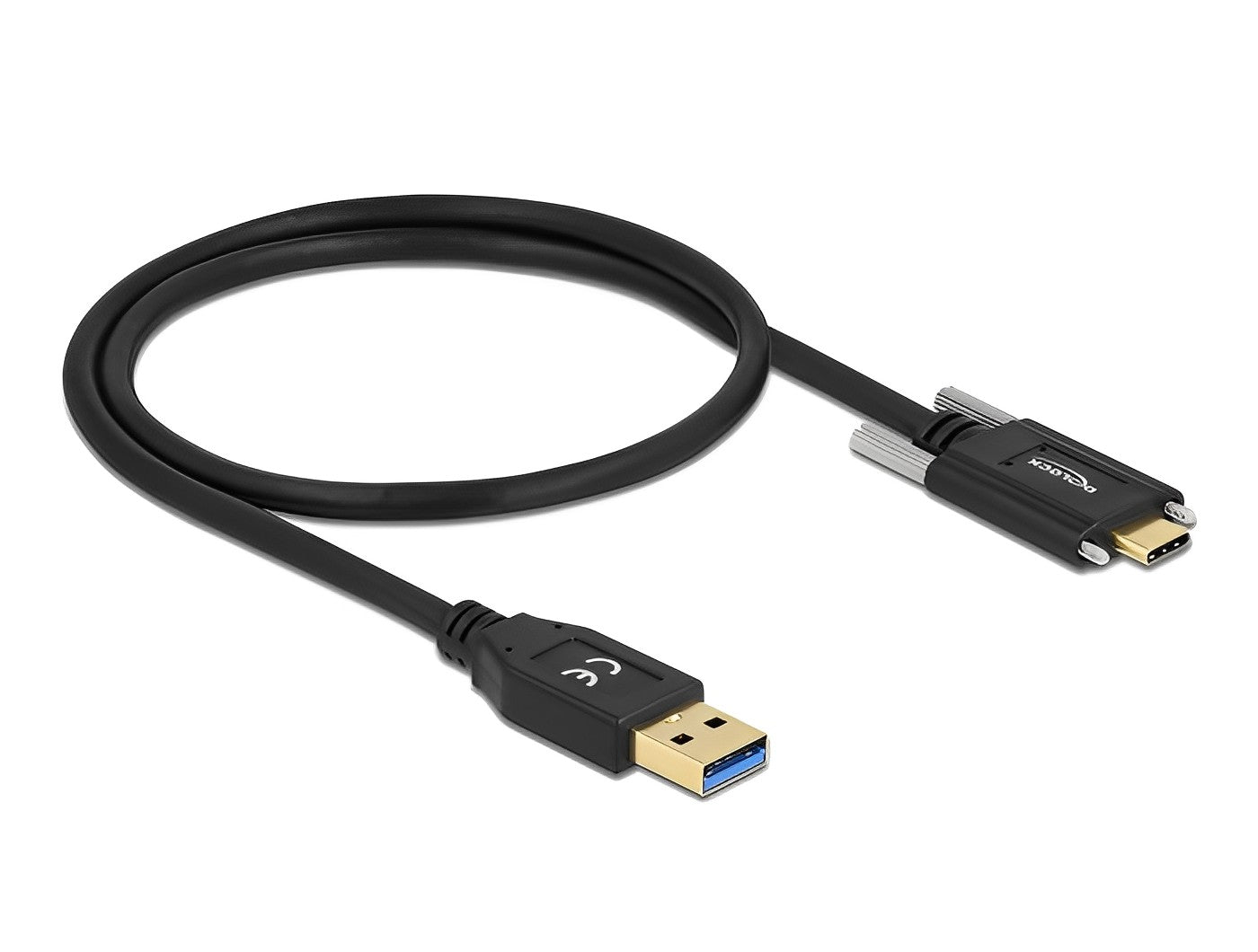 כבל USB 3.2 Gen 2 10Gbps תקע USB-A לתקע USB-C עם ברגים נעילה תומך PD 3A - delock.israel