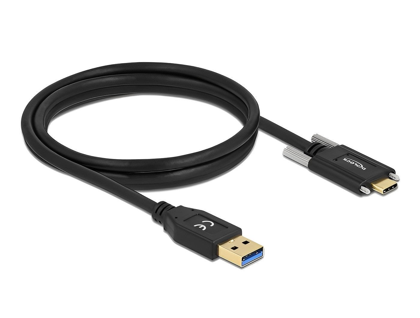 כבל USB-A 3.2 Gen 1 5Gbps תקע USB-A לתקע USB-C עם ברגים נעילה תומך PD 3A - delock.israel