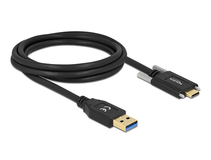 כבל USB-A 3.2 Gen 1 5Gbps תקע USB-A לתקע USB-C עם ברגים נעילה תומך PD 3A - delock.israel