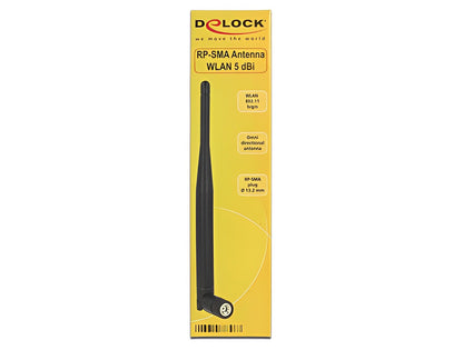אנטנה כלל כיוונית WLAN 802.11 b/g/n 5 dBi פנימית מחבר RP-SMA plug - delock.israel