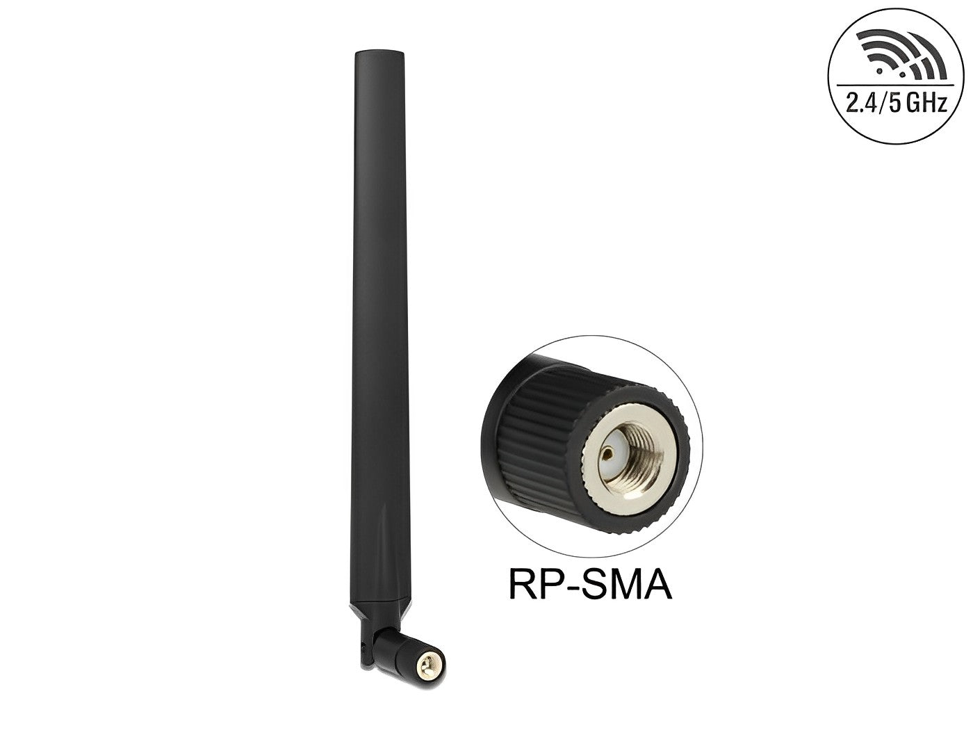 אנטנה כלל כיוונית WLAN 802.11 ac/a/h/b/g/n 5 - 7 dBi פנימית מחבר RP-SMA plug - delock.israel