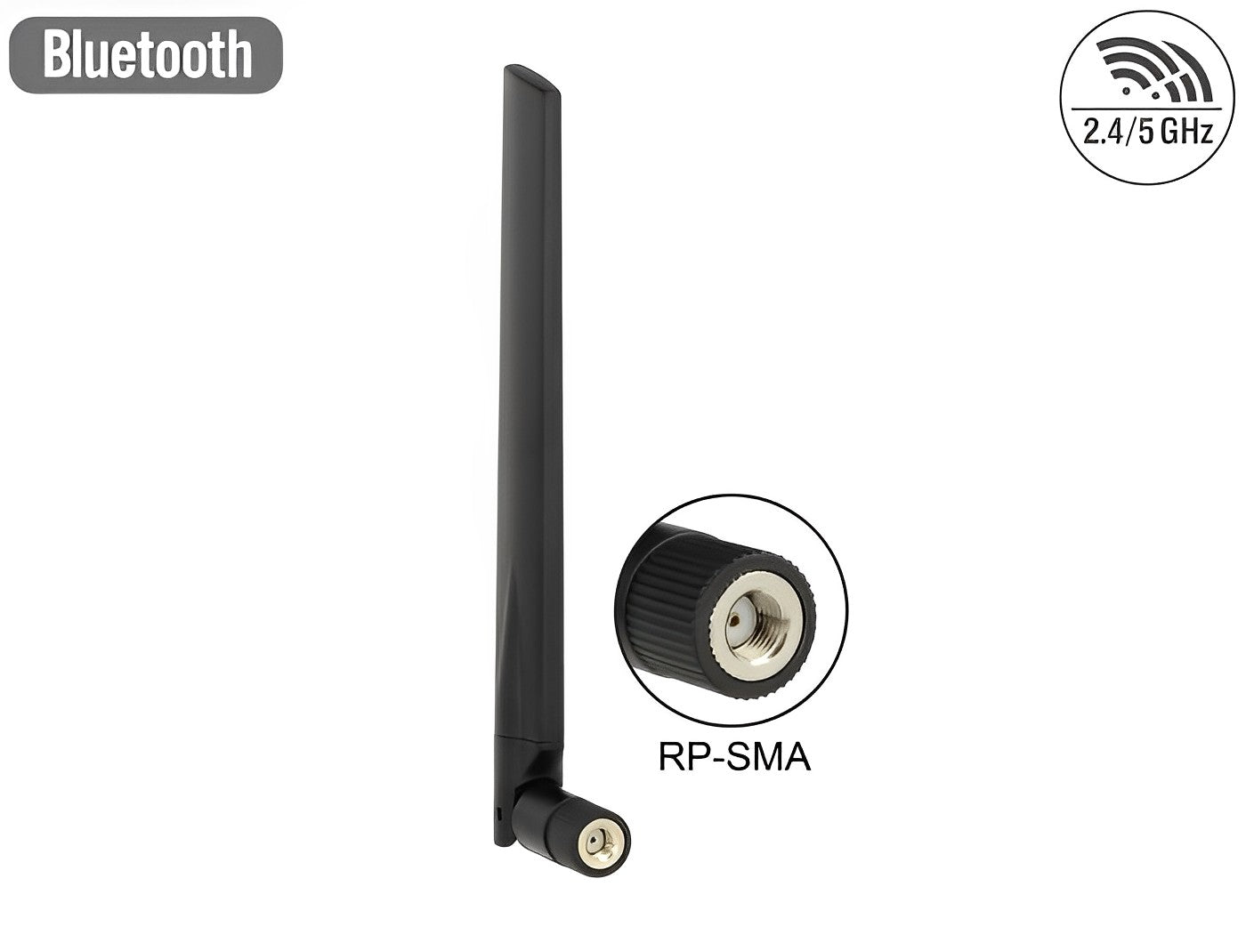 אנטנה כלל כיוונית WLAN 802.11 ac/a/h/b/g/n 3 - 5 dBi פנימית מחבר RP-SMA plug - delock.israel